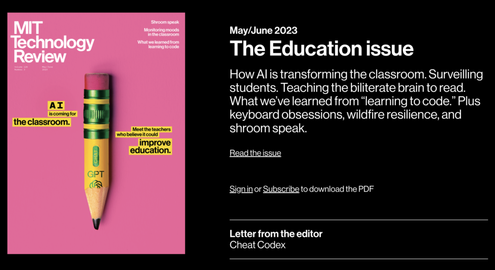 MIT Technology Review education issue graphic